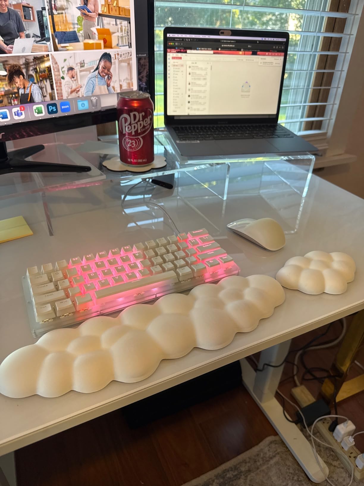 Cloud Wrist Rest Keyboard And Mouse Set with PU Leather Memory Foam For Computer and Laptop - Cute Arm Rest for Palm Support