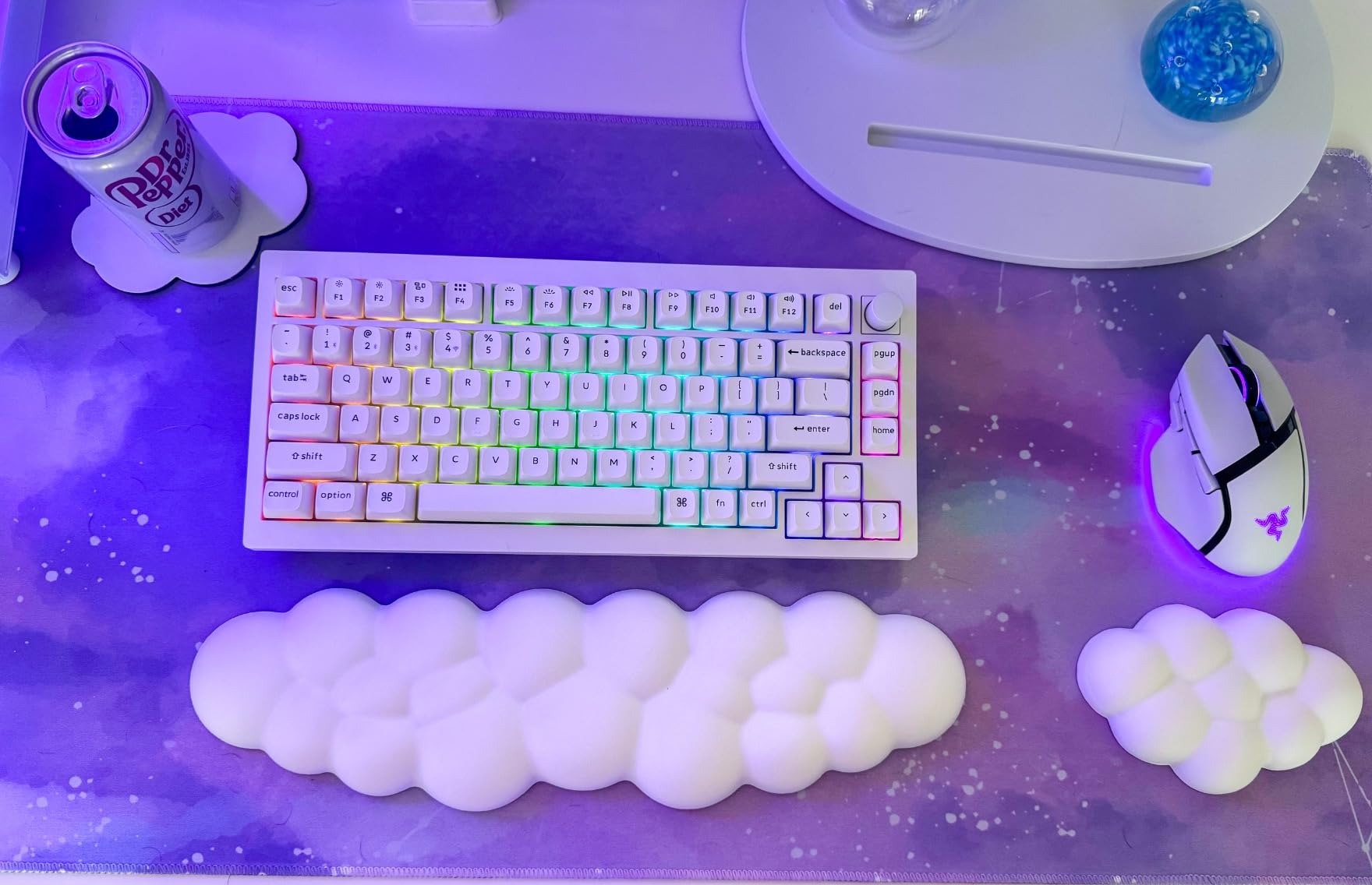 Cloud Wrist Rest Keyboard And Mouse Set with PU Leather Memory Foam For Computer and Laptop - Cute Arm Rest for Palm Support