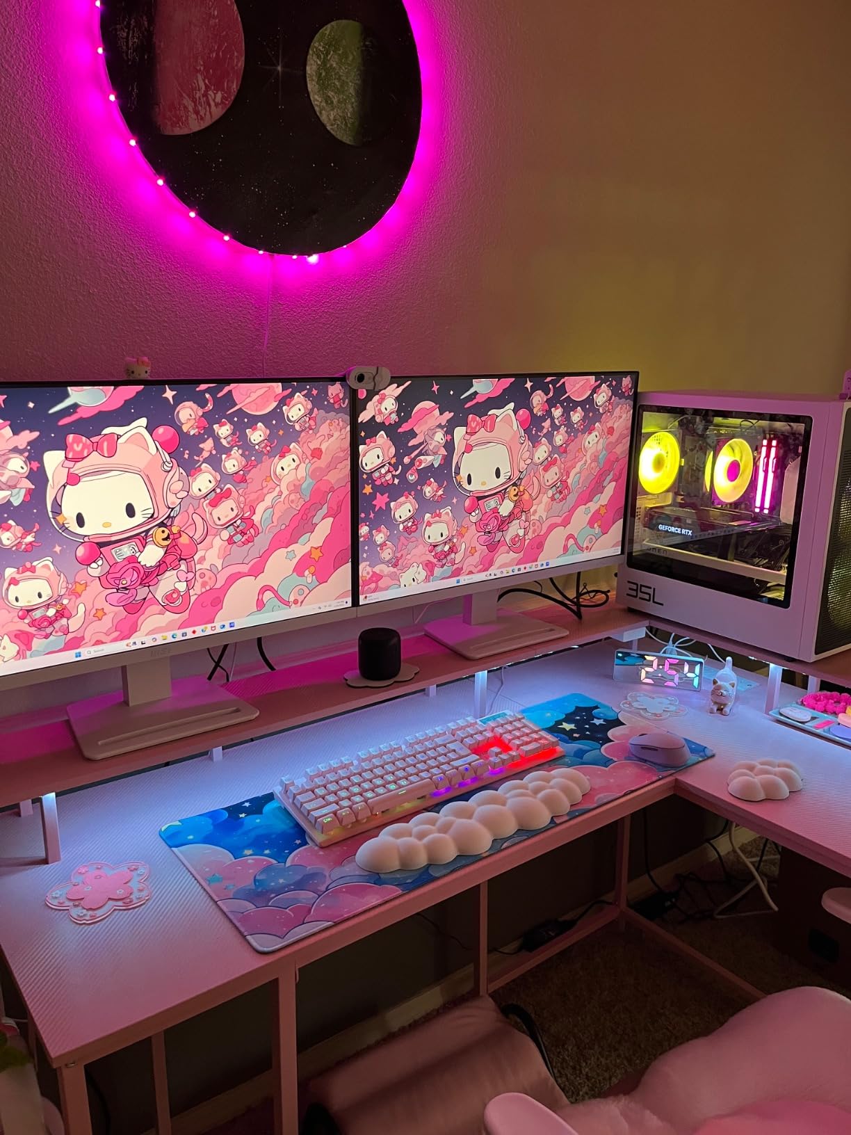 Cloud Wrist Rest Keyboard And Mouse Set with PU Leather Memory Foam For Computer and Laptop - Cute Arm Rest for Palm Support