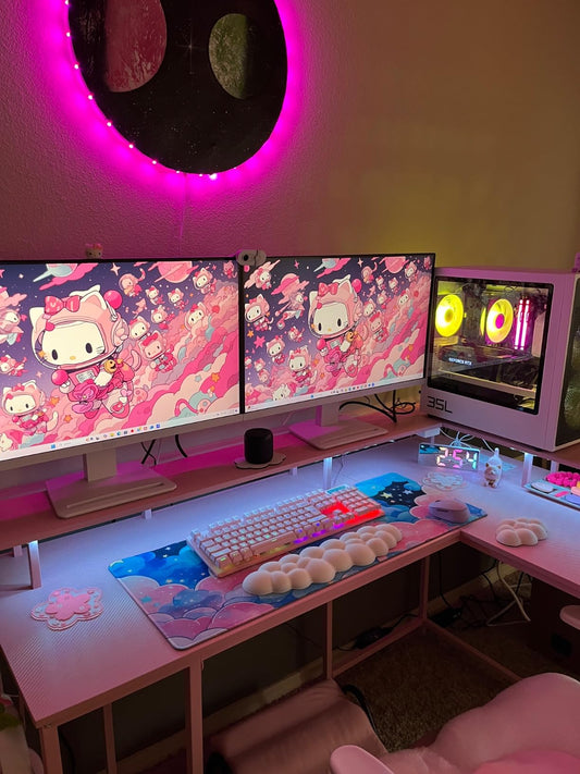 Cloud Wrist Rest Keyboard And Mouse Set with PU Leather Memory Foam For Computer and Laptop - Cute Arm Rest for Palm Support