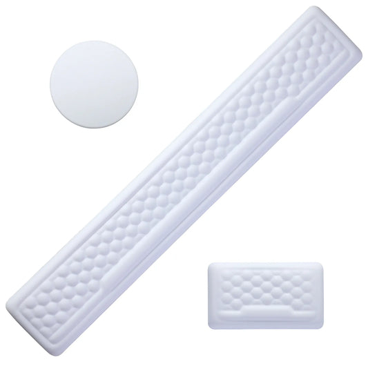 White leather Ergonomic Mouse Pad and Keyboard Wrist Rest Set with Coaster with Memory Foam For Computer and Laptop - Message Beads Carpal Tunnel Wrist Support