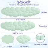 light green Cloud Tenkeyless / Full Size Wrist Rest Set - Cute PU Leather Palm Support for Laptop and Desktop Use