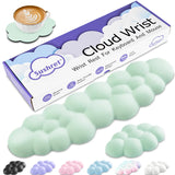 light green Cloud Tenkeyless / Full Size Wrist Rest Set - Cute PU Leather Palm Support for Laptop and Desktop Use