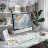 light green Cloud Tenkeyless / Full Size Wrist Rest Set - Cute PU Leather Palm Support for Laptop and Desktop Use