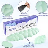 light green Cloud Tenkeyless / Full Size Wrist Rest Set - Cute PU Leather Palm Support for Laptop and Desktop Use