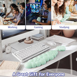 light green Cloud Tenkeyless / Full Size Wrist Rest Set - Cute PU Leather Palm Support for Laptop and Desktop Use