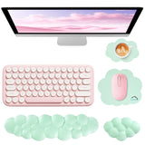 light green Cute 4-in-1 Ergonomic Cloud Wrist Rest Set – Memory Foam PU Leather for Laptop & Computer with Pain Relief and Anti-Slip Comfort