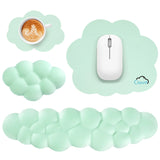 light green Cute 4-in-1 Ergonomic Cloud Wrist Rest Set – Memory Foam PU Leather for Laptop & Computer with Pain Relief and Anti-Slip Comfort