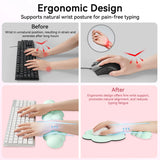 light green Cute 4-in-1 Ergonomic Cloud Wrist Rest Set – Memory Foam PU Leather for Laptop & Computer with Pain Relief and Anti-Slip Comfort