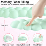 light green Cute 4-in-1 Ergonomic Cloud Wrist Rest Set – Memory Foam PU Leather for Laptop & Computer with Pain Relief and Anti-Slip Comfort