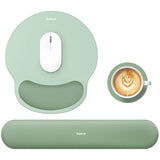 green Gel Memory Foam Ergonomic Wrist Rest Set for Keyboard & Mouse – Apricot Curved Support, Non-Slip Base & Coaster (Office & Gaming)