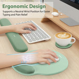 green Gel Memory Foam Ergonomic Wrist Rest Set for Keyboard & Mouse – Apricot Curved Support, Non-Slip Base & Coaster (Office & Gaming)