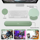 green Gel Memory Foam Ergonomic Wrist Rest Set for Keyboard & Mouse – Apricot Curved Support, Non-Slip Base & Coaster (Office & Gaming)