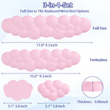 pink Cloud Tenkeyless / Full Size Wrist Rest Set - Cute PU Leather Palm Support for Laptop and Desktop Use