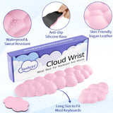pink Cloud Tenkeyless / Full Size Wrist Rest Set - Cute PU Leather Palm Support for Laptop and Desktop Use