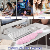pink Cloud Tenkeyless / Full Size Wrist Rest Set - Cute PU Leather Palm Support for Laptop and Desktop Use
