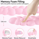 pink Cute 4-in-1 Ergonomic Cloud Wrist Rest Set – Memory Foam PU Leather for Laptop & Computer with Pain Relief and Anti-Slip Comfort
