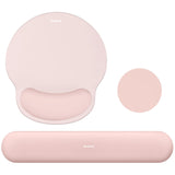pink Gel Memory Foam Ergonomic Wrist Rest Set for Keyboard & Mouse – Apricot Curved Support, Non-Slip Base & Coaster (Office & Gaming)