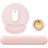 pink Gel Memory Foam Ergonomic Wrist Rest Set for Keyboard & Mouse – Apricot Curved Support, Non-Slip Base & Coaster (Office & Gaming)