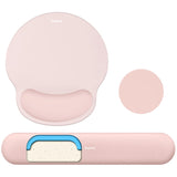 pink Gel Memory Foam Ergonomic Wrist Rest Set for Keyboard & Mouse – Apricot Curved Support, Non-Slip Base & Coaster (Office & Gaming)
