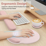 pink Gel Memory Foam Ergonomic Wrist Rest Set for Keyboard & Mouse – Apricot Curved Support, Non-Slip Base & Coaster (Office & Gaming)