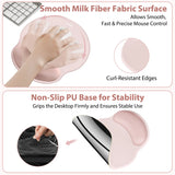 pink Gel Memory Foam Ergonomic Wrist Rest Set for Keyboard & Mouse – Apricot Curved Support, Non-Slip Base & Coaster (Office & Gaming)