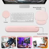 pink Gel Memory Foam Ergonomic Wrist Rest Set for Keyboard & Mouse – Apricot Curved Support, Non-Slip Base & Coaster (Office & Gaming)