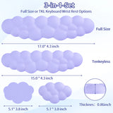 purple Cloud Tenkeyless / Full Size Wrist Rest Set - Cute PU Leather Palm Support for Laptop and Desktop Use