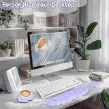purple Cloud Tenkeyless / Full Size Wrist Rest Set - Cute PU Leather Palm Support for Laptop and Desktop Use