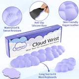 purple Cloud Tenkeyless / Full Size Wrist Rest Set - Cute PU Leather Palm Support for Laptop and Desktop Use