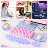 purple Cute 4-in-1 Ergonomic Cloud Wrist Rest Set – Memory Foam PU Leather for Laptop & Computer with Pain Relief and Anti-Slip Comfort