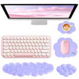 purple Cute 4-in-1 Ergonomic Cloud Wrist Rest Set – Memory Foam PU Leather for Laptop & Computer with Pain Relief and Anti-Slip Comfort