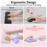 purple Cute 4-in-1 Ergonomic Cloud Wrist Rest Set – Memory Foam PU Leather for Laptop & Computer with Pain Relief and Anti-Slip Comfort