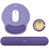 purple Gel Memory Foam Ergonomic Wrist Rest Set for Keyboard & Mouse – Apricot Curved Support, Non-Slip Base & Coaster (Office & Gaming)