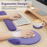 purple Gel Memory Foam Ergonomic Wrist Rest Set for Keyboard & Mouse – Apricot Curved Support, Non-Slip Base & Coaster (Office & Gaming)