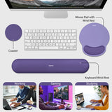 purple Gel Memory Foam Ergonomic Wrist Rest Set for Keyboard & Mouse – Apricot Curved Support, Non-Slip Base & Coaster (Office & Gaming)