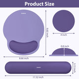 purple Gel Memory Foam Ergonomic Wrist Rest Set for Keyboard & Mouse – Apricot Curved Support, Non-Slip Base & Coaster (Office & Gaming)