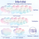 rainbow Cloud Tenkeyless / Full Size Wrist Rest Set - Cute PU Leather Palm Support for Laptop and Desktop Use