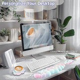 rainbow Cloud Tenkeyless / Full Size Wrist Rest Set - Cute PU Leather Palm Support for Laptop and Desktop Use