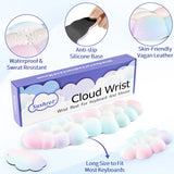 rainbow Cloud Tenkeyless / Full Size Wrist Rest Set - Cute PU Leather Palm Support for Laptop and Desktop Use