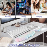 rainbow Cloud Tenkeyless / Full Size Wrist Rest Set - Cute PU Leather Palm Support for Laptop and Desktop Use