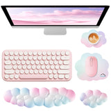 rainbow Cute 4-in-1 Ergonomic Cloud Wrist Rest Set – Memory Foam PU Leather for Laptop & Computer with Pain Relief and Anti-Slip Comfort