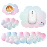 rainbow Cute 4-in-1 Ergonomic Cloud Wrist Rest Set – Memory Foam PU Leather for Laptop & Computer with Pain Relief and Anti-Slip Comfort