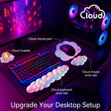 rainbow Cute 4-in-1 Ergonomic Cloud Wrist Rest Set – Memory Foam PU Leather for Laptop & Computer with Pain Relief and Anti-Slip Comfort