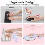 rainbow Cute 4-in-1 Ergonomic Cloud Wrist Rest Set – Memory Foam PU Leather for Laptop & Computer with Pain Relief and Anti-Slip Comfort
