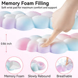 rainbow Cute 4-in-1 Ergonomic Cloud Wrist Rest Set – Memory Foam PU Leather for Laptop & Computer with Pain Relief and Anti-Slip Comfort