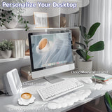 white Cloud Tenkeyless / Full Size Wrist Rest Set - Cute PU Leather Palm Support for Laptop and Desktop Use