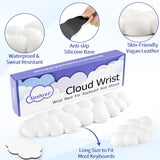 white Cloud Tenkeyless / Full Size Wrist Rest Set - Cute PU Leather Palm Support for Laptop and Desktop Use