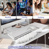 white Cloud Tenkeyless / Full Size Wrist Rest Set - Cute PU Leather Palm Support for Laptop and Desktop Use