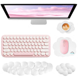 white Cute 4-in-1 Ergonomic Cloud Wrist Rest Set – Memory Foam PU Leather for Laptop & Computer with Pain Relief and Anti-Slip Comfort